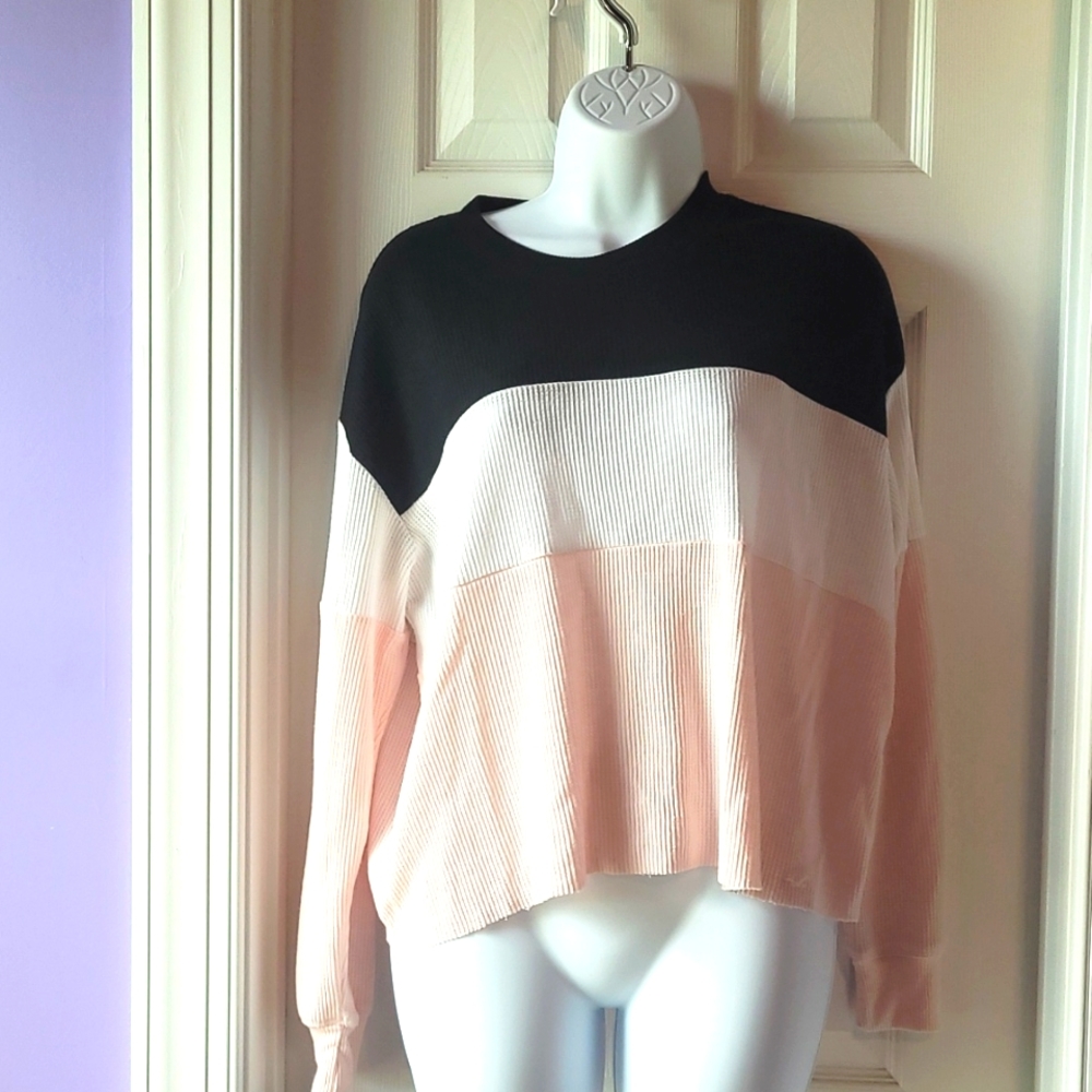 Hollister Long Sleeve Color Block Boyfriend Tee